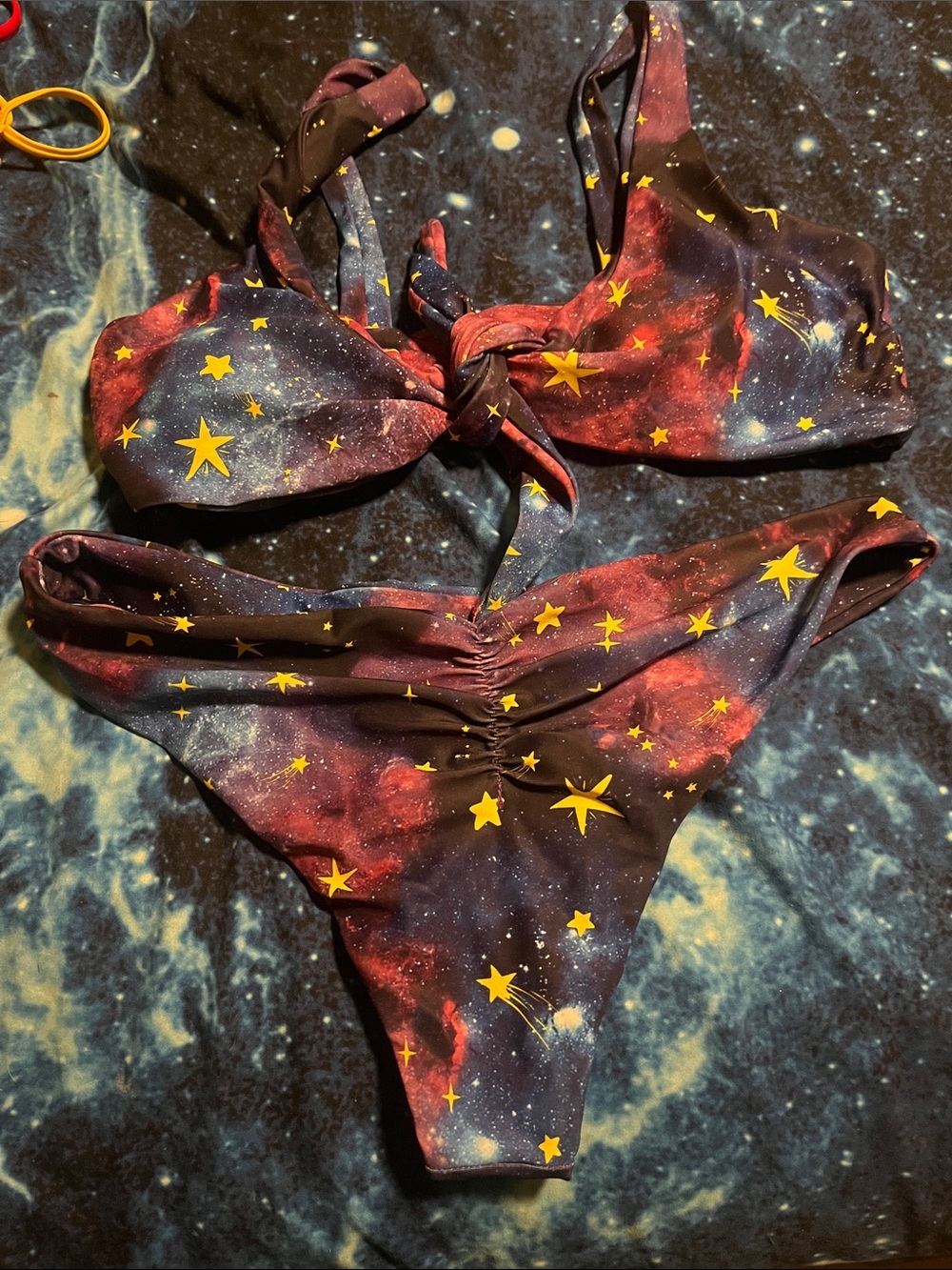 Two Piece Star Galaxy Swimsuit - Navy & purple